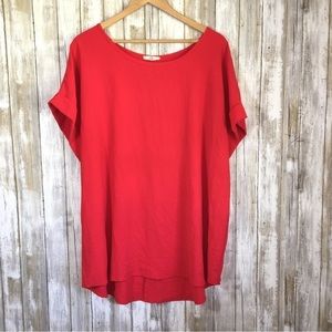 Entro Red Oversized High Low Blouse